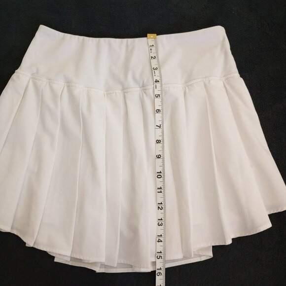 Santiny Womens Pleated Tennis Skirt With Built-In Shorts - White Athletic Skort - Picture 6 of 8